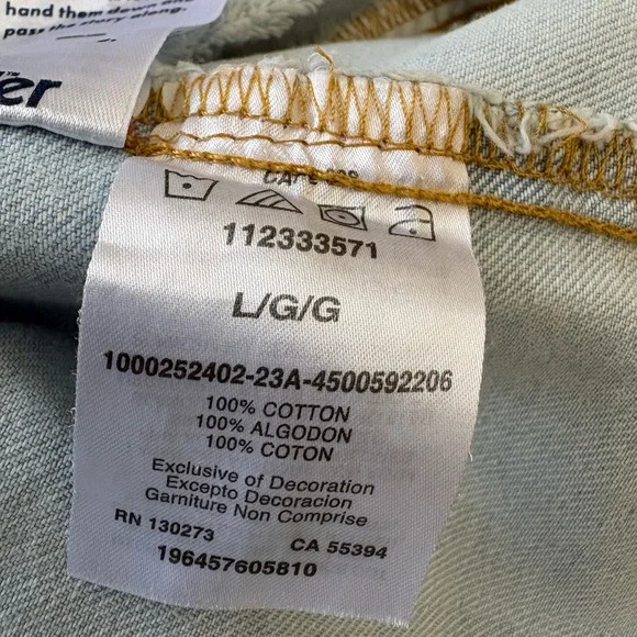 Wrangler Denim Jean Jacket sz L/XL NWOT light wash crop fringe waist button up - Picture 4 of 9